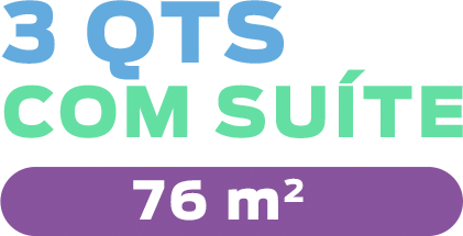 3 QTS com suíte 76m²